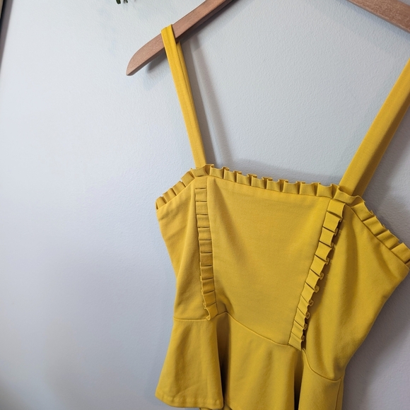 Amanda Uprichard Yellow Ruffled Peplum Tank Top - Picture 2 of 8